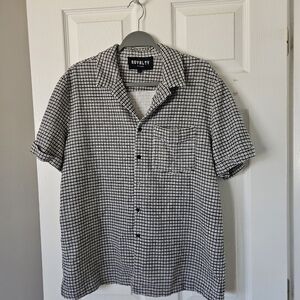 Royalty For Me Black and White Checkered Men's Shirt Size L New